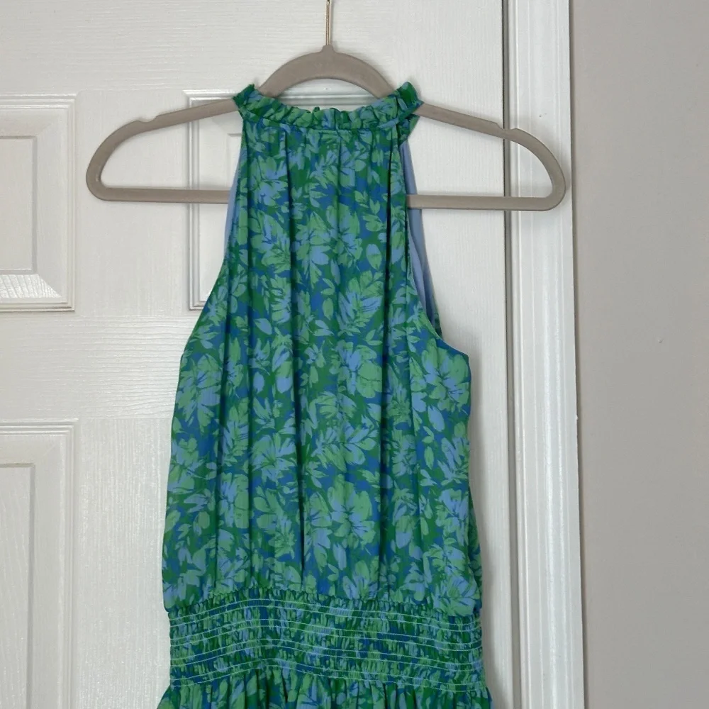 Women Ramy Brook Rylee Ruffle Style Mini Dress Halter Smocked Lined Size 00 - Picture 6 of 10